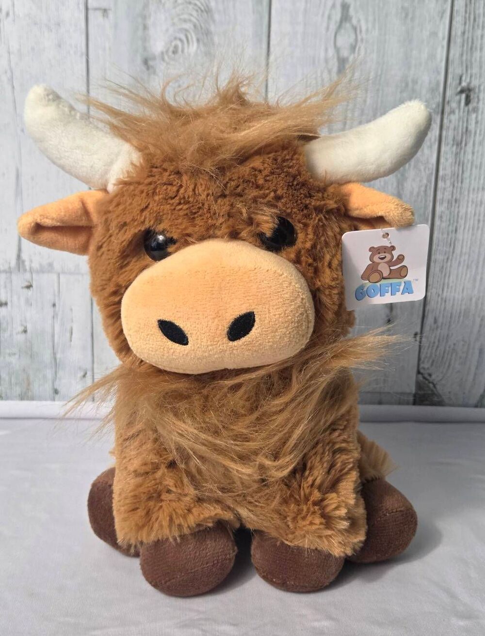 Goffa Brown 10" Highland Cow Horns Plush Stuffed Animal NWT, Defect